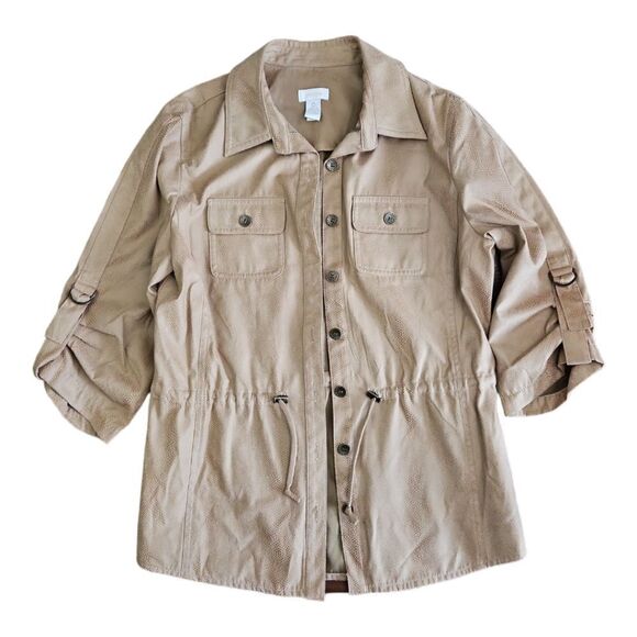 Chico's Jackets & Blazers - Chico’s 3/4 sleeve Lightweight  Snake Skin Embossed Trench Style Jacket Size 0